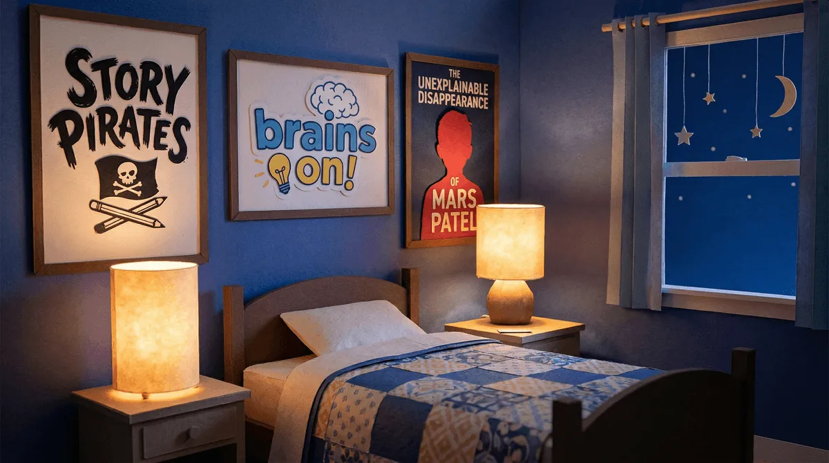 Printed sheets arranged on a bedside table
